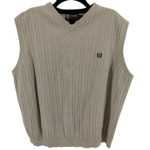 Ralph‎ Lauren Chaps Mens V Neck Sweater Vest Beige Ivory Size XXL Cotton